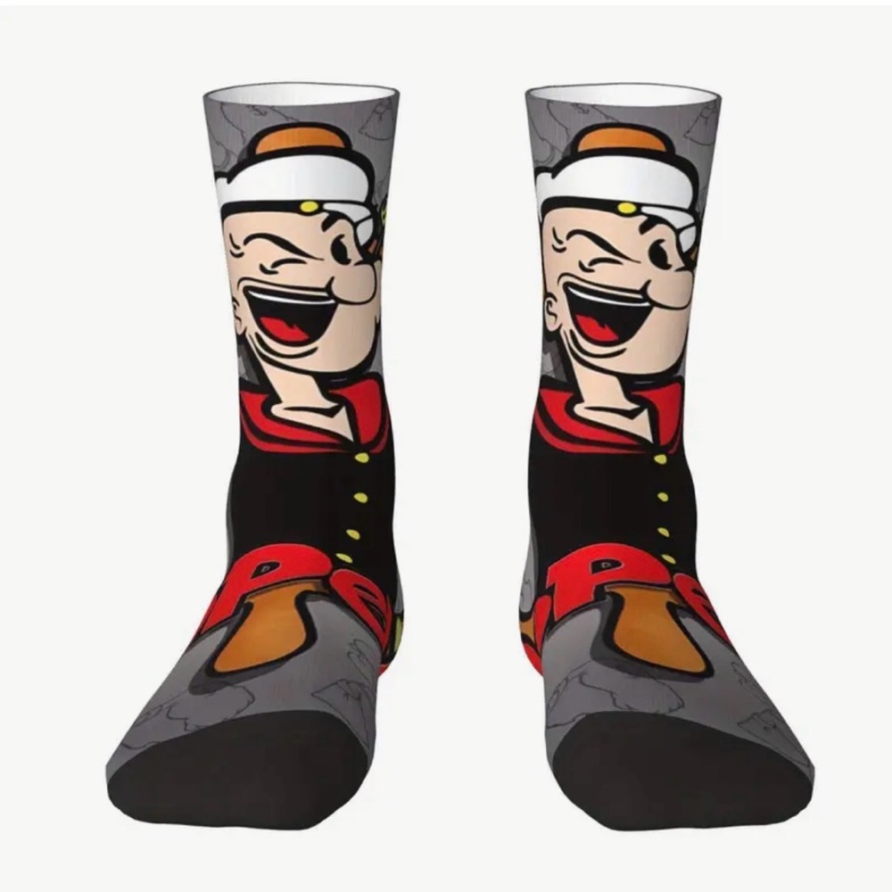 NEW Popeye Men's Socks - Black and Gray
